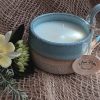 Blue candle holder with white wax - Vanilla scent - Image 2