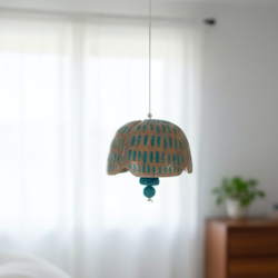 Honey and teal bell with beeds