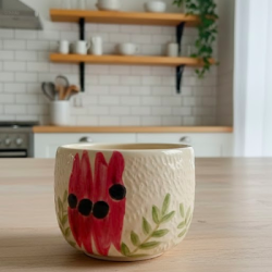 Sturt's  Desert Pea sgrafitto cup